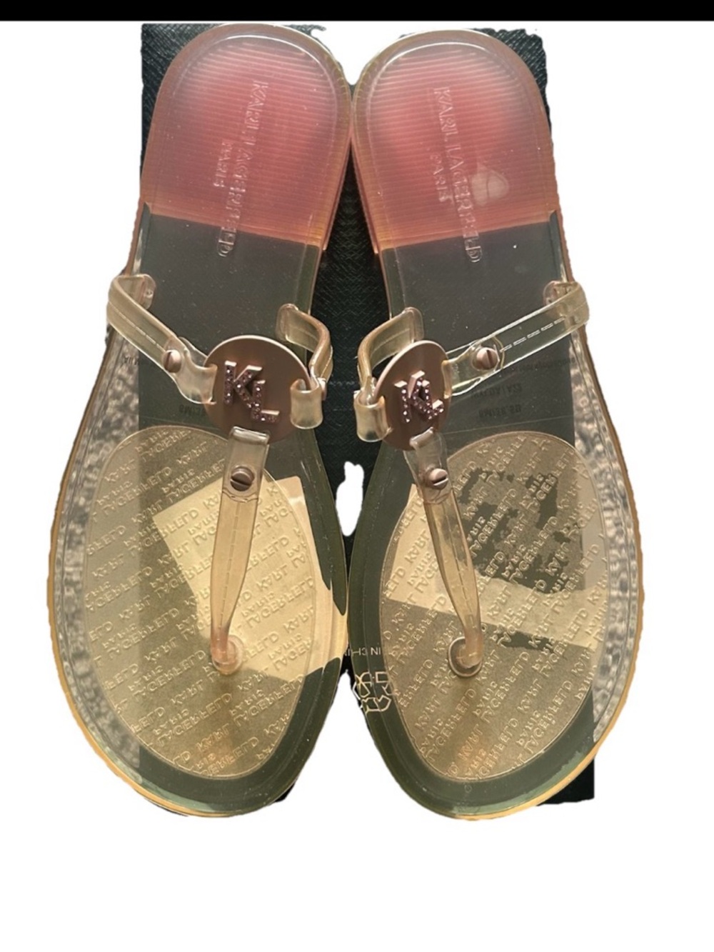 Women’s Clear Pink Logo Jelly Thong Sandals